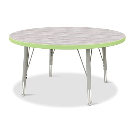 Jonti-Craft Berries Round Activity Table, 36 in. Diameter, E-height, Driftwood Gray/Key Lime/Gray 6488JCE451